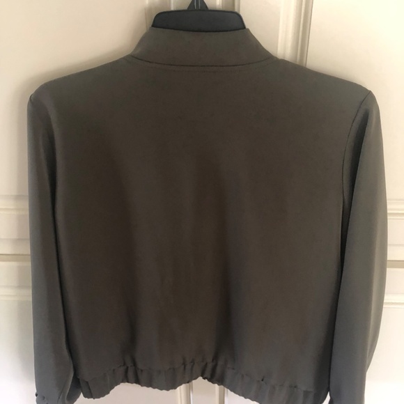 Lightweight bomber jacket.  Chico"s size 1.  Bling. Olive green. - Picture 5 of 7